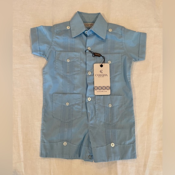 Camasha One Pieces Nwt Camasha Baby Boy Guayabera Onesie Poshmark